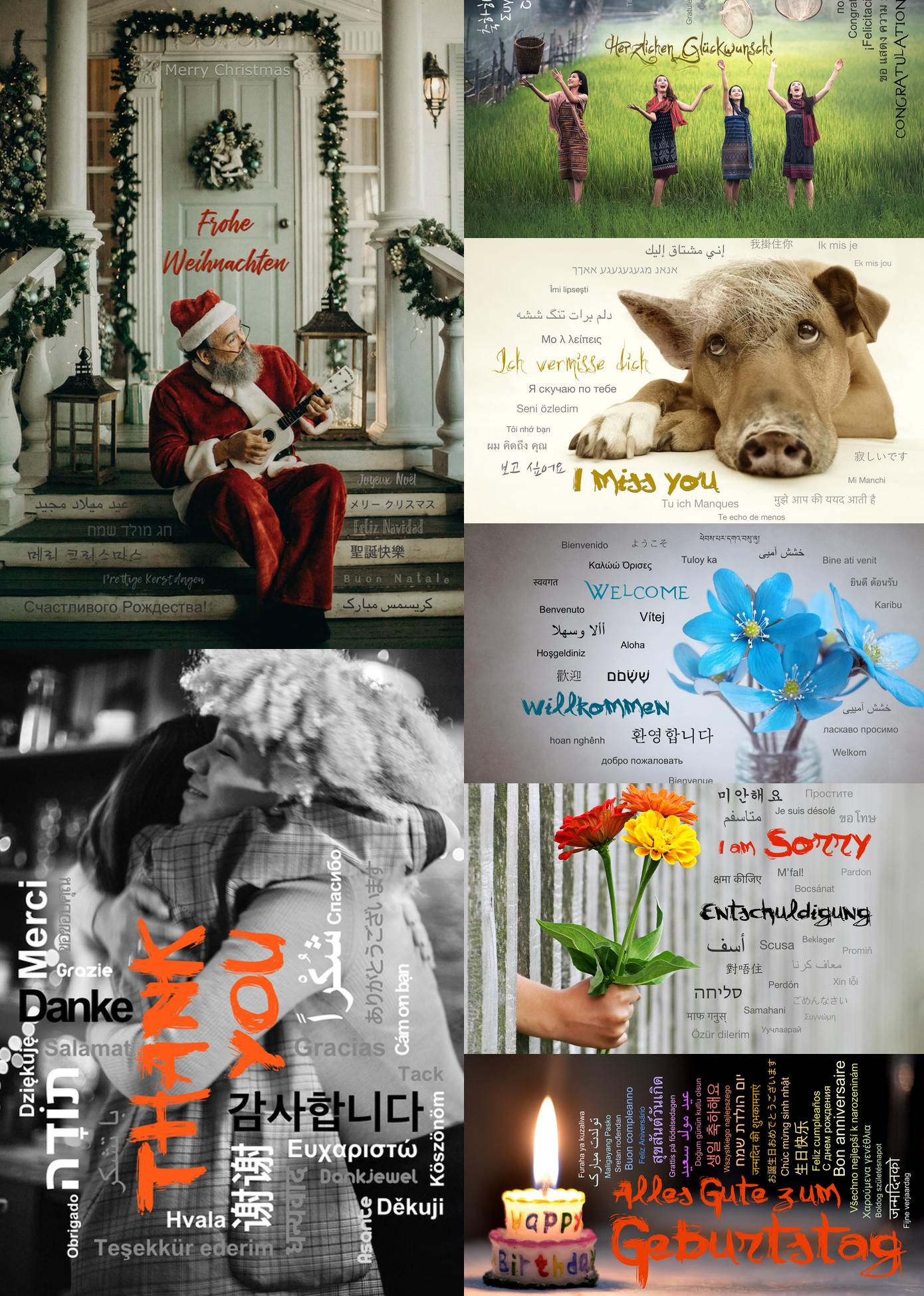 Postkarte "Frohe Weihnachten", in 14 Sprachen - LILLYPARK